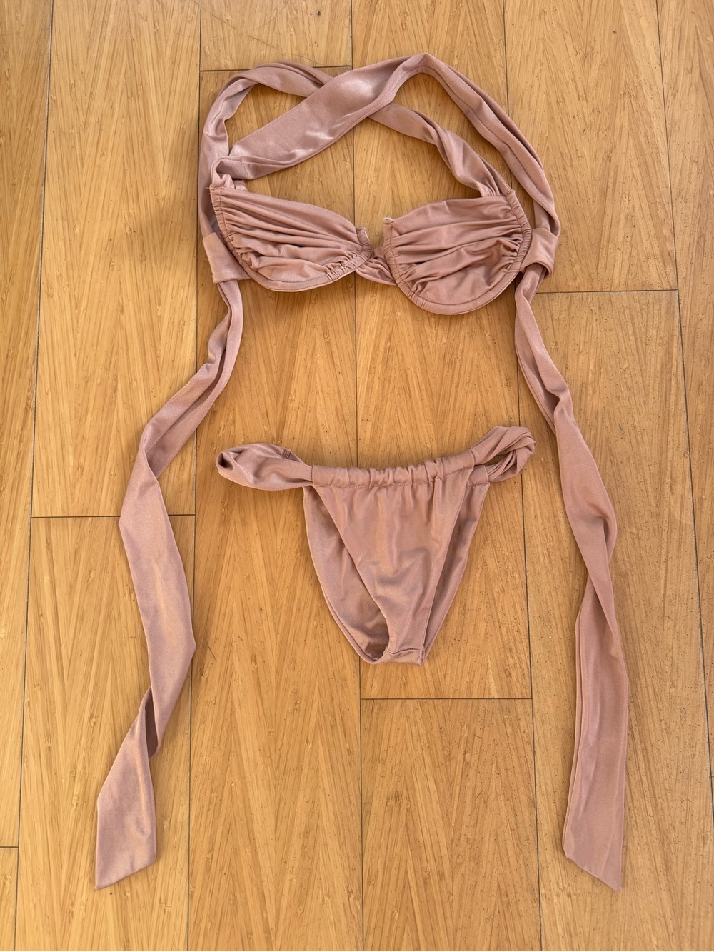 Inamorata satin bikini set by Emily Ratajkowski. Luciana Top and bottom